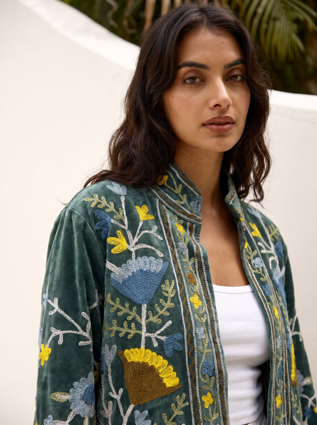 Misty Garden Velvet Suzani Jacket