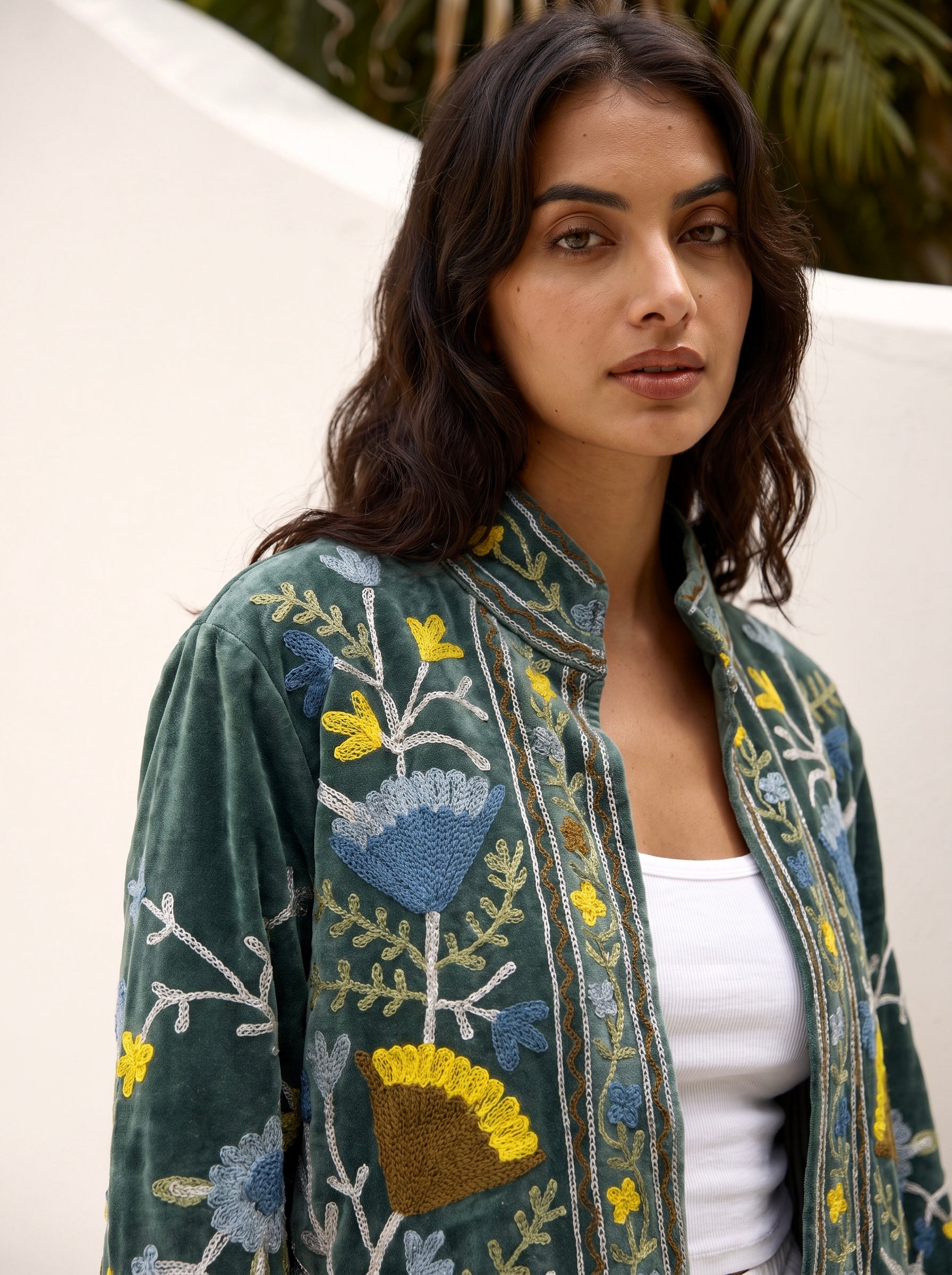 Misty Garden Velvet Suzani Jacket