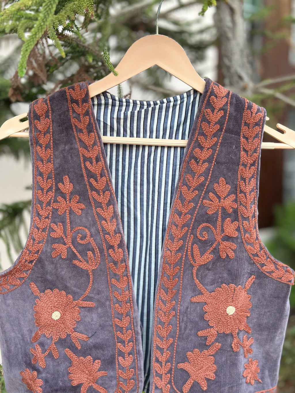 Charcoal Rose Handcrafted Velvet Vest