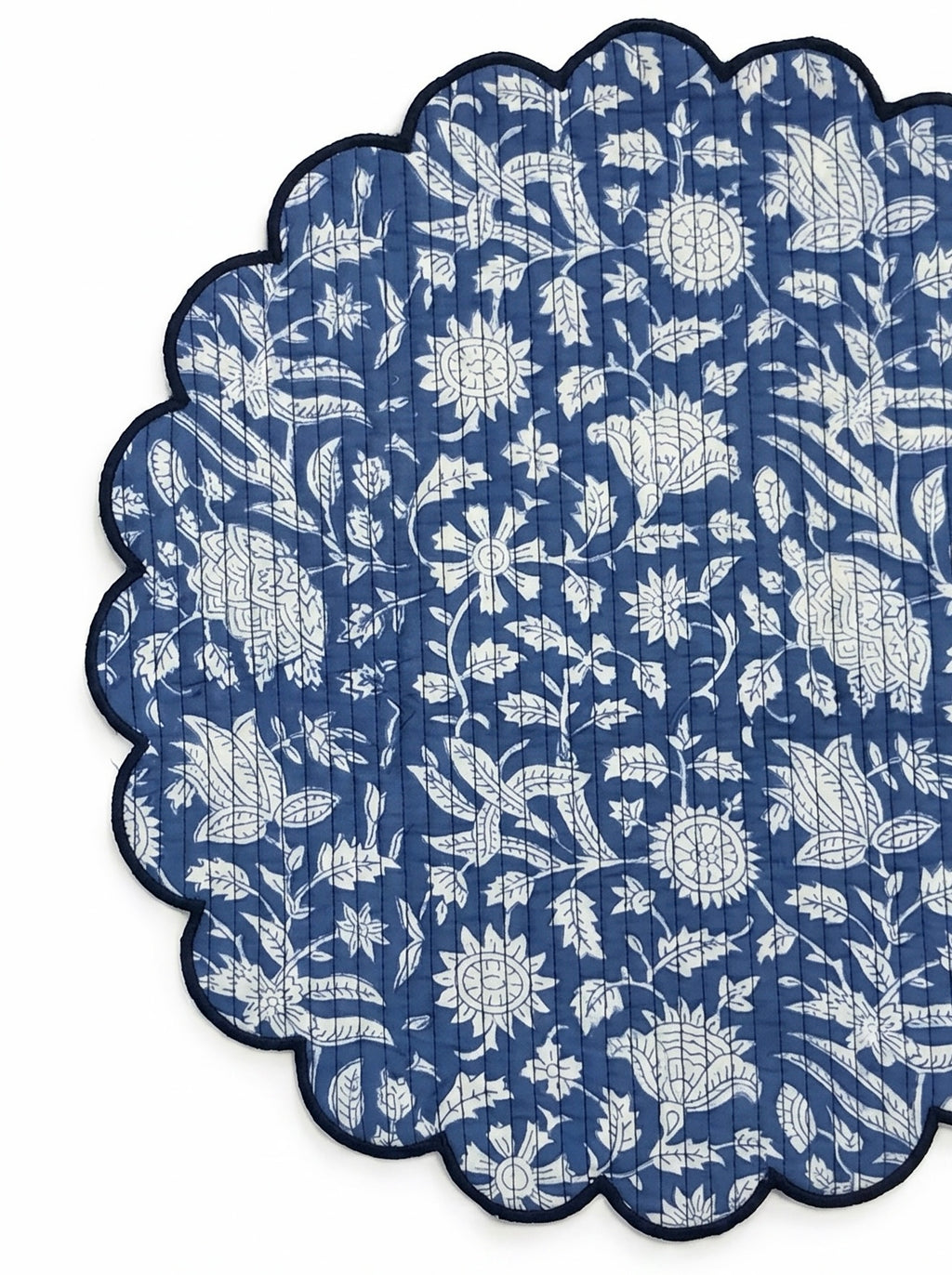 Indigo Garden Quilted Floral Placemats Set of 6
