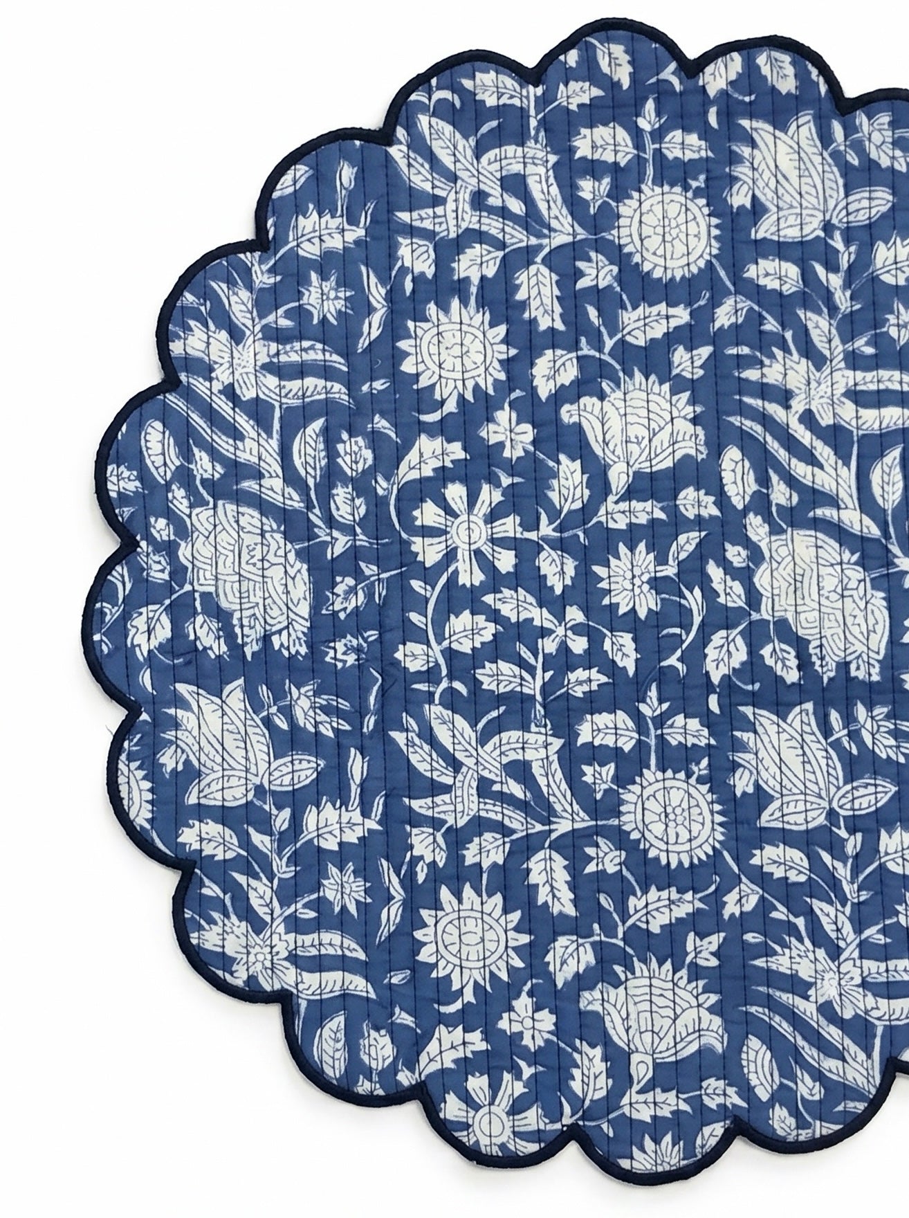 Indigo Garden Quilted Floral Placemats Set of 6