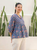Indigo Bloom Peplum Top
