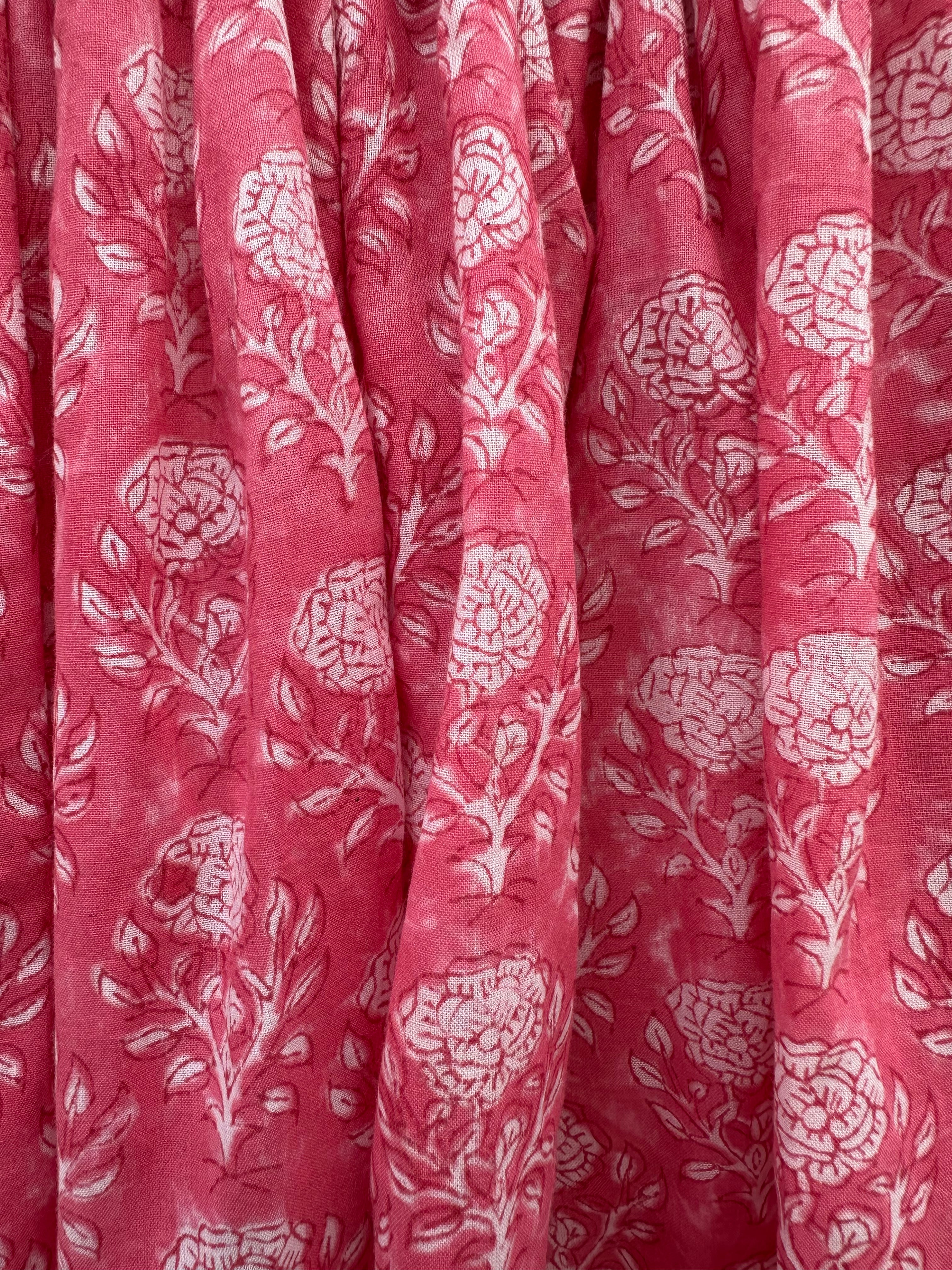 Fuchsia Bloom Cotton Maxi Skirt
