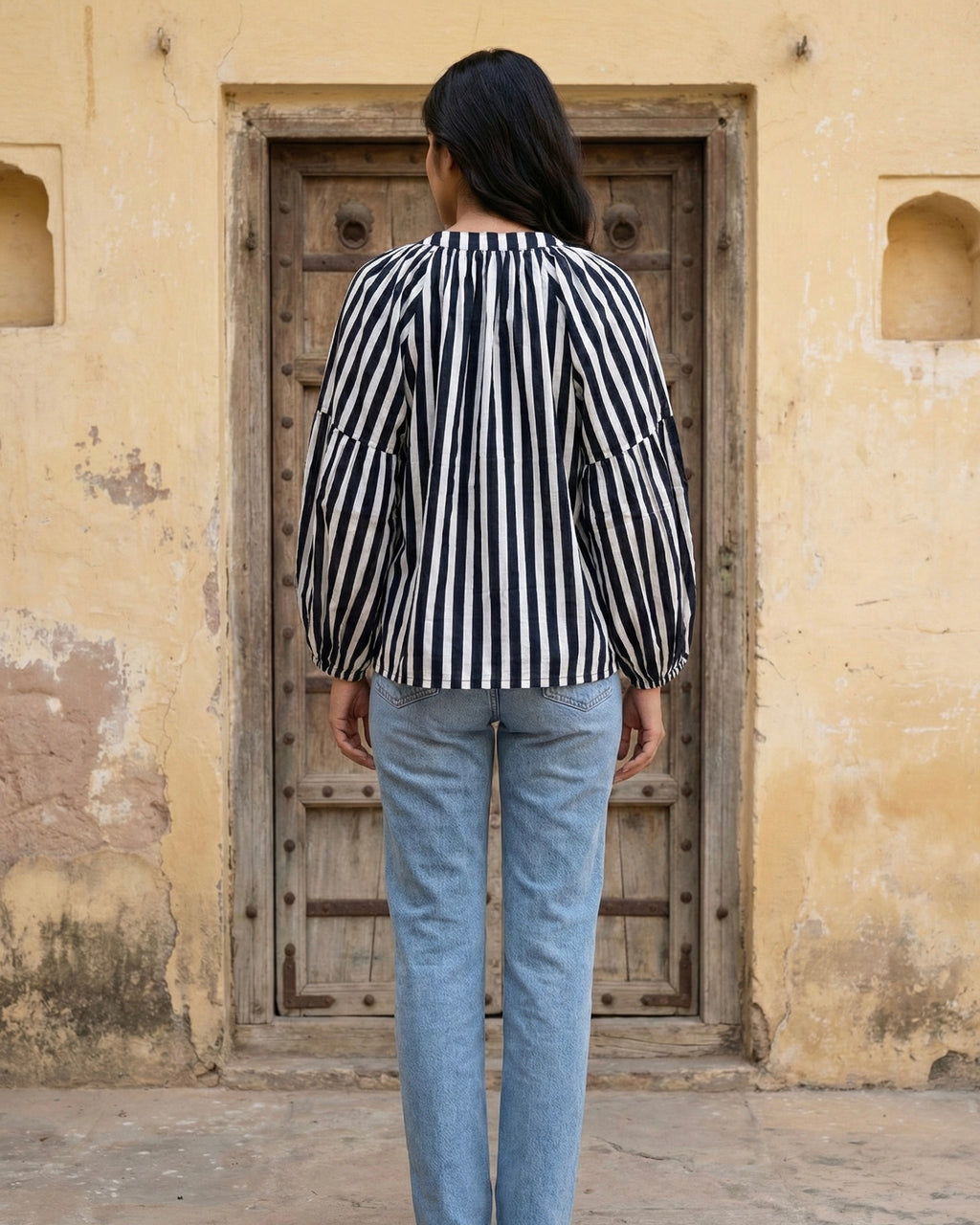 Classic Monochrome Stripe Casual Top