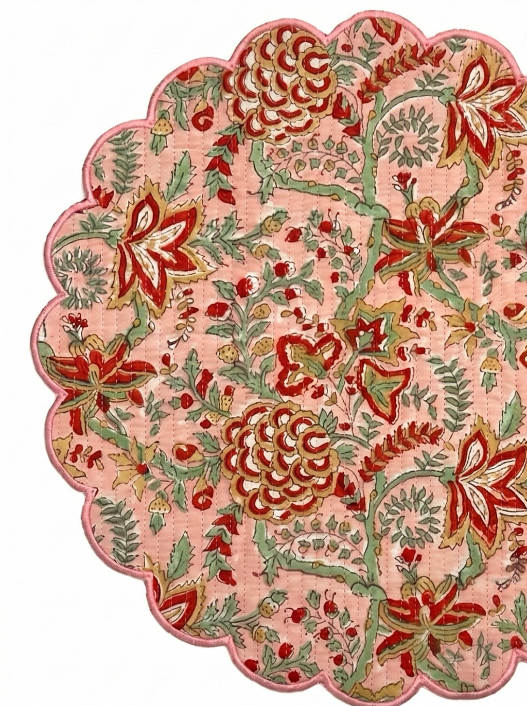Pastel Botanical Handblock Round Placemat Set of 6