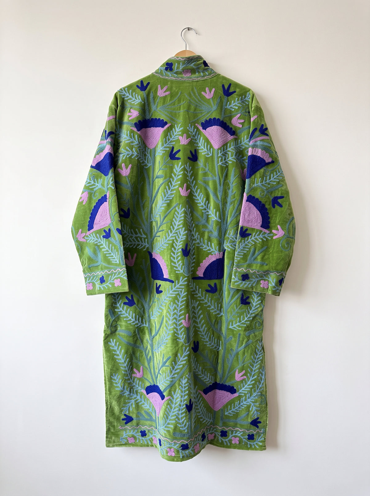 Green Floral Suzani Embroidered Long Jacket