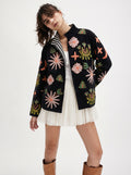 Black Cheetah Velvet Embroidery Jacket