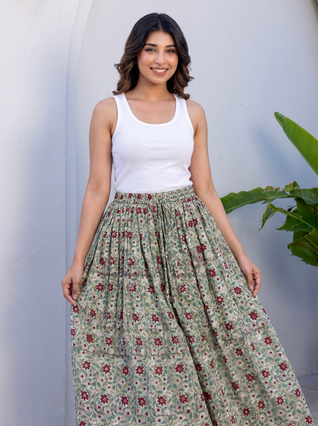 Sage Bloom Maxi Skirt