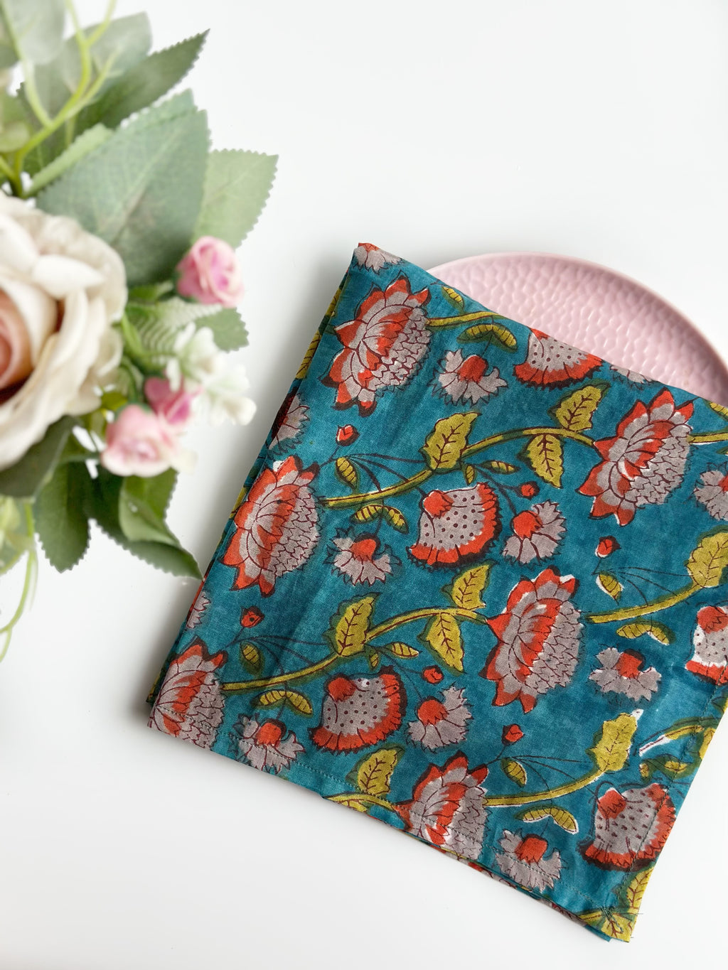 Azure Lotus Cotton Napkin (Set of 6 )