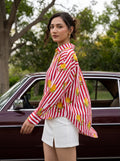 Lemon Stripe Printed Cotton Shirt