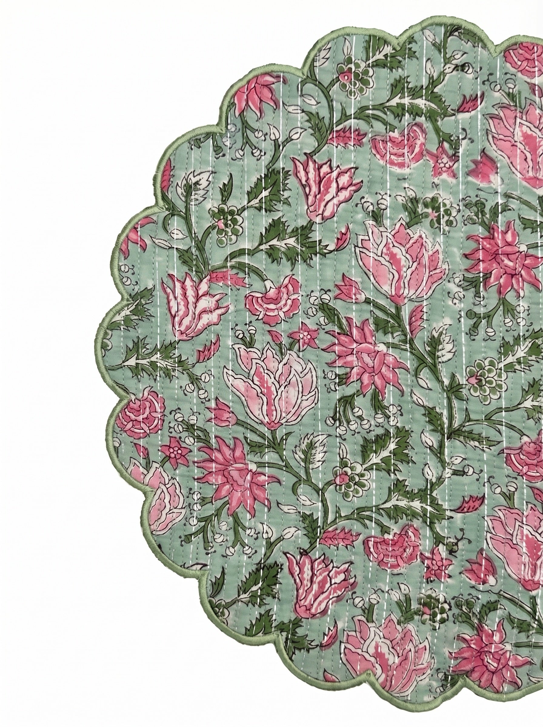 Vintage Sage Floral Round Placemat Set of 6
