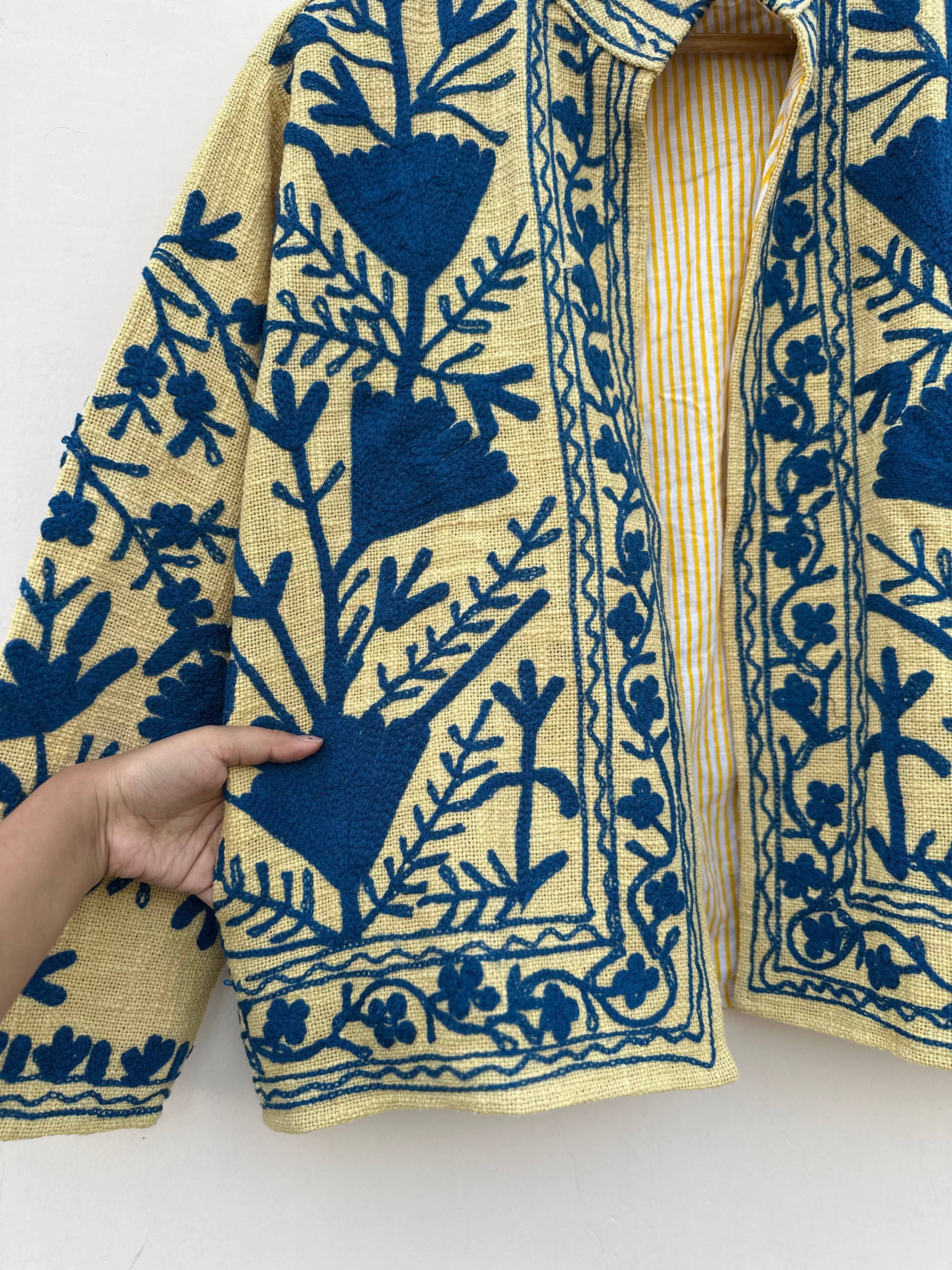Indigo Meadow Cotton Tnt Suzani Jacket