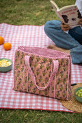 Pink Floral Quilted Tote Bag