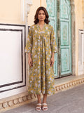 Mustard Paisley Flare Midi Dress