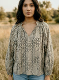 Sand Tribal Print Cotton Blouse