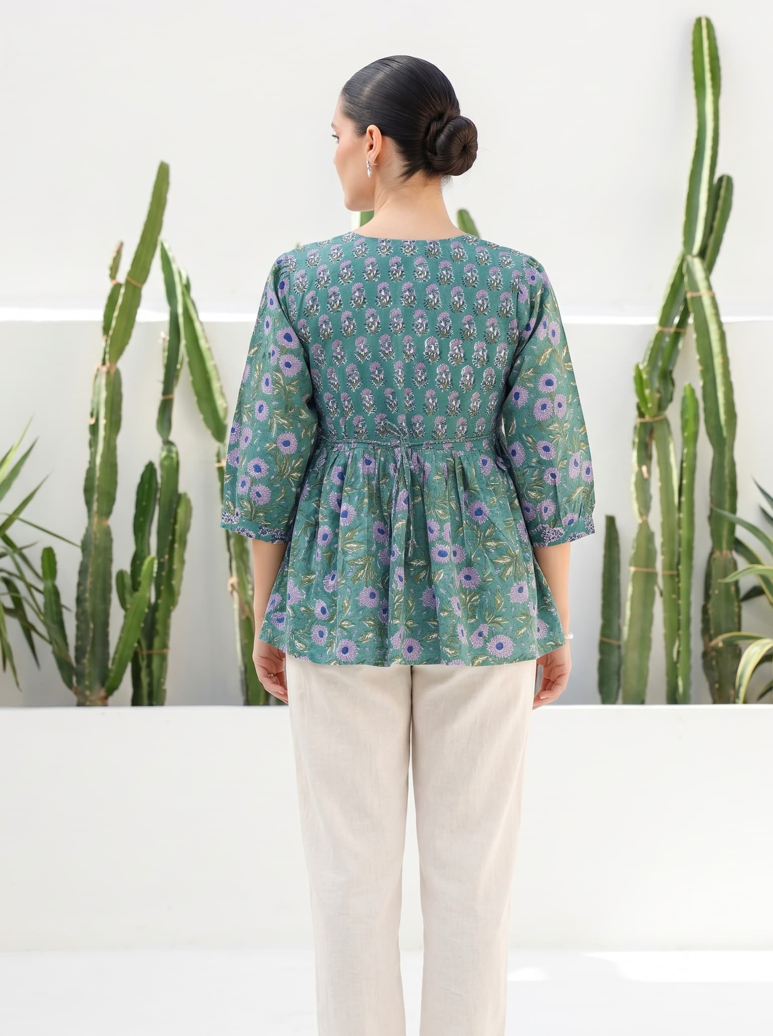 Mint Green Floral Peplum Top