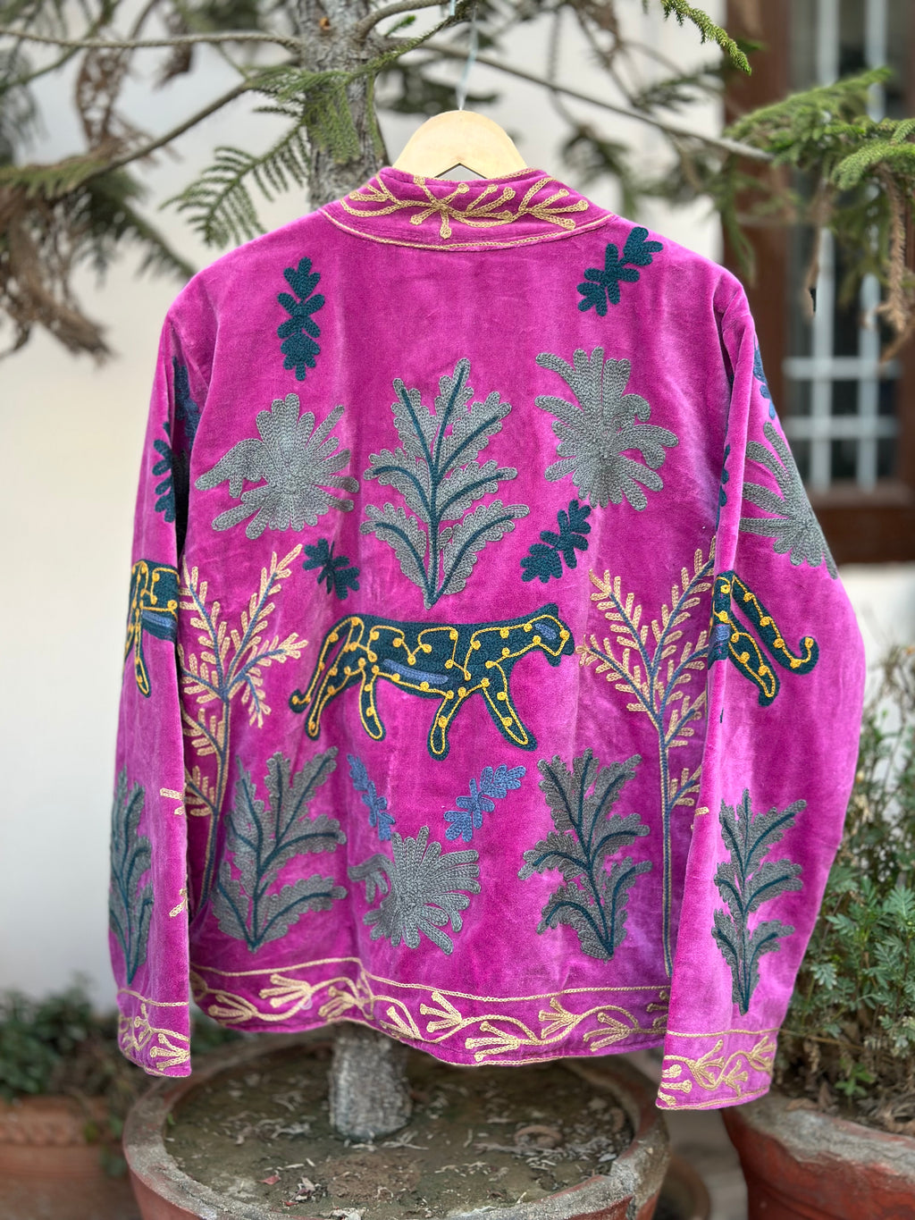 Royal Panther Embroidered Velvet Jacket