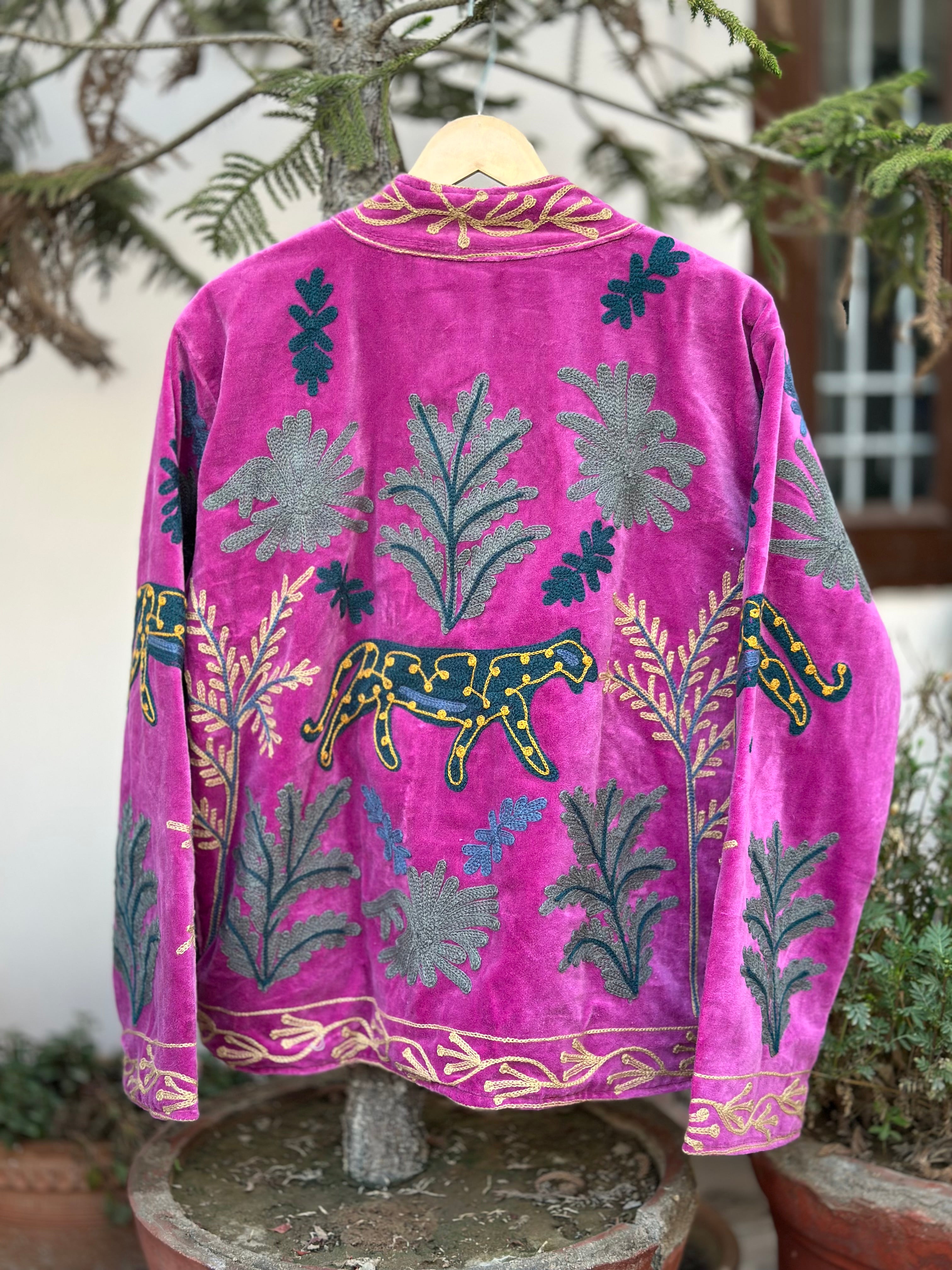 Royal Panther Embroidered Velvet Jacket