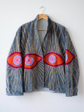 Grey Evil Eye Embroidered Velvet Jacket