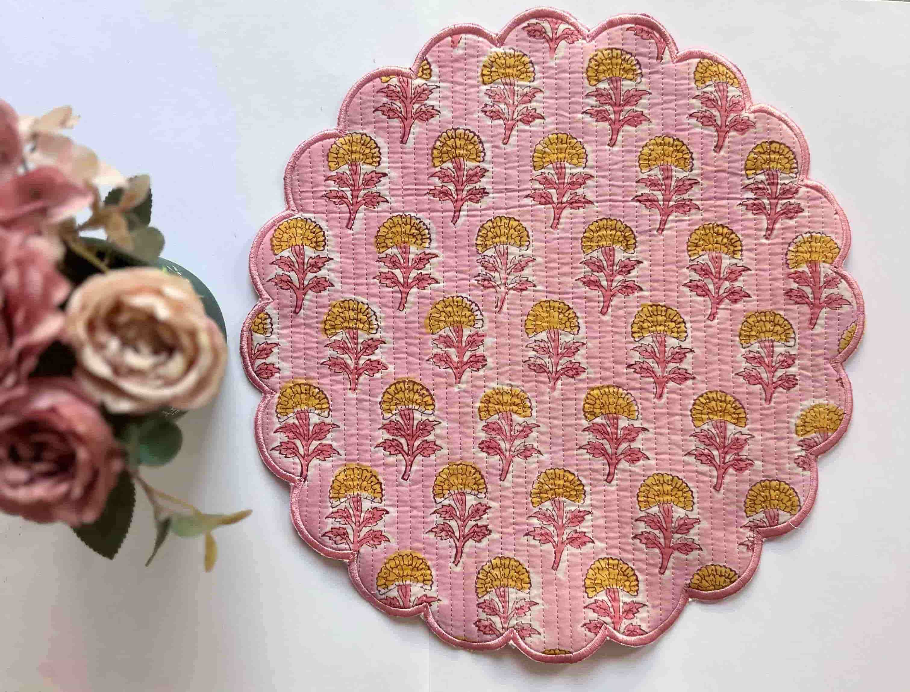 Blush Bloom Quilted Floral Placemats Set of 6