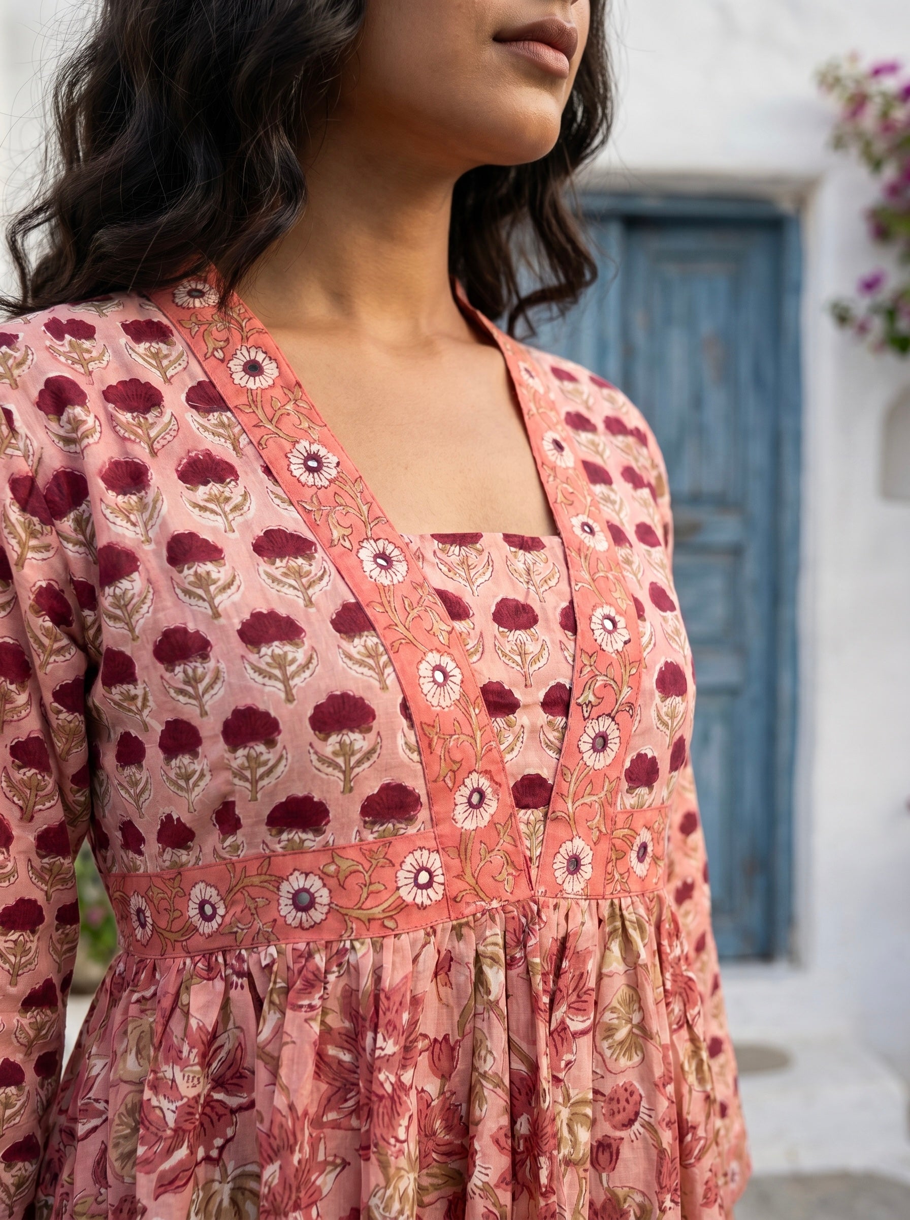 Rose Bloom Cotton Printed Maxi Dress