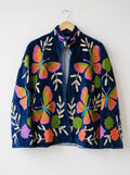 Midnight Butterfly Suzani Embroidered Velvet Jacket