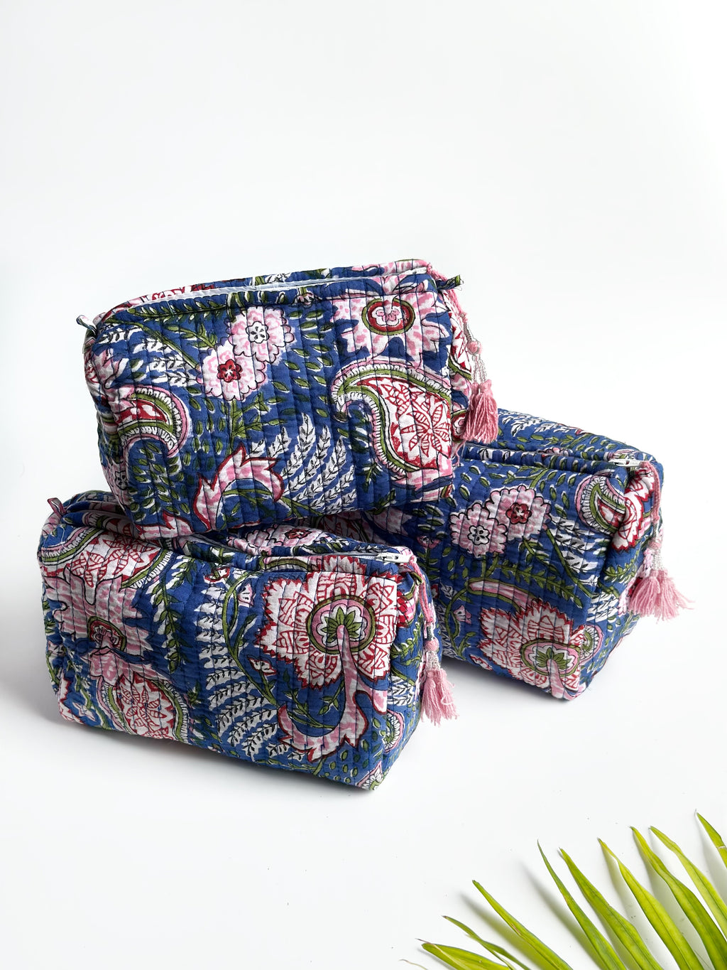 Meadow Garden Quilted Cosmetic Bag Set of 3