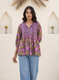 Lavender Purple Floral Peplum Top