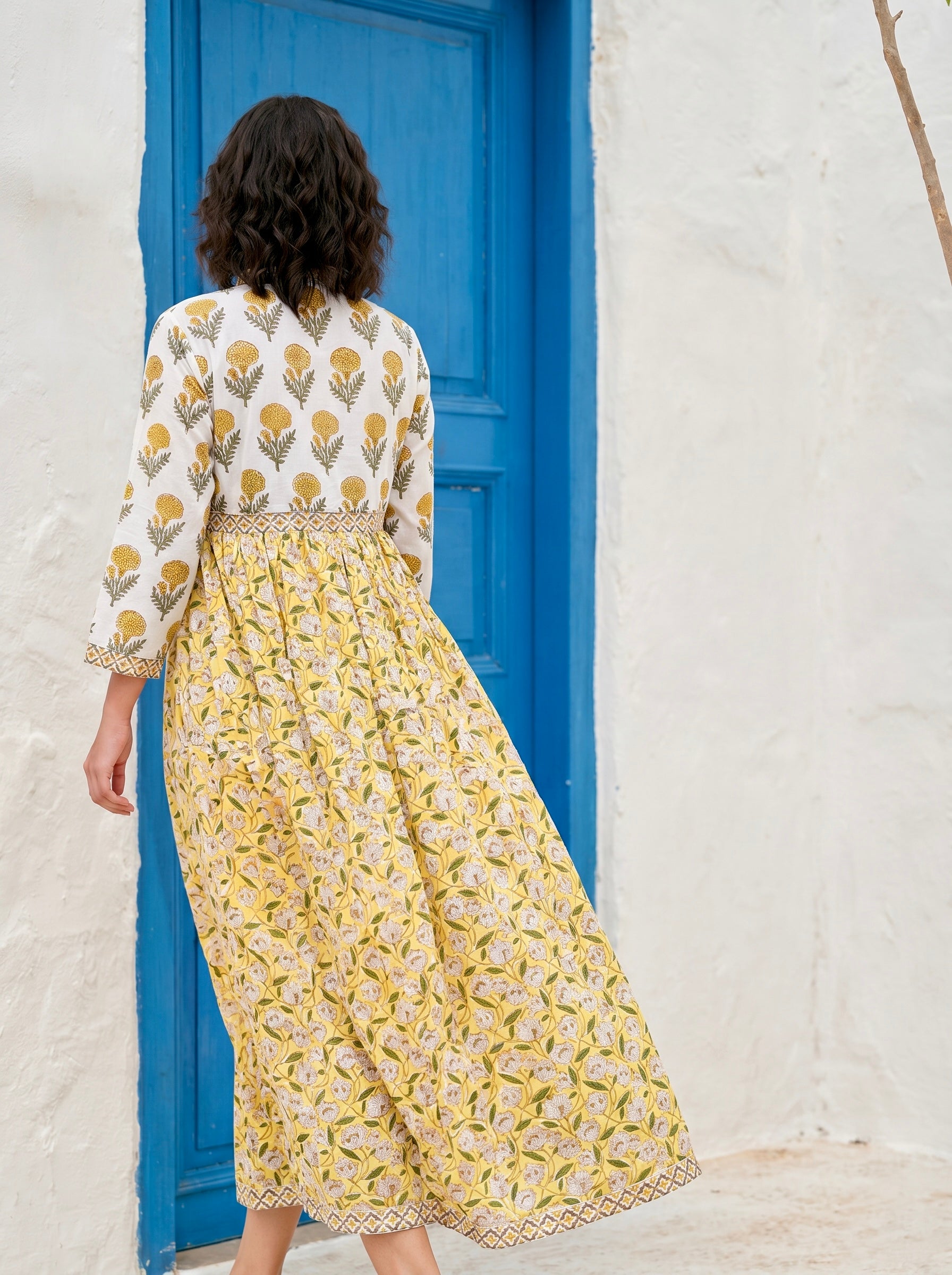 Golden Meadow Cotton Maxi Dress