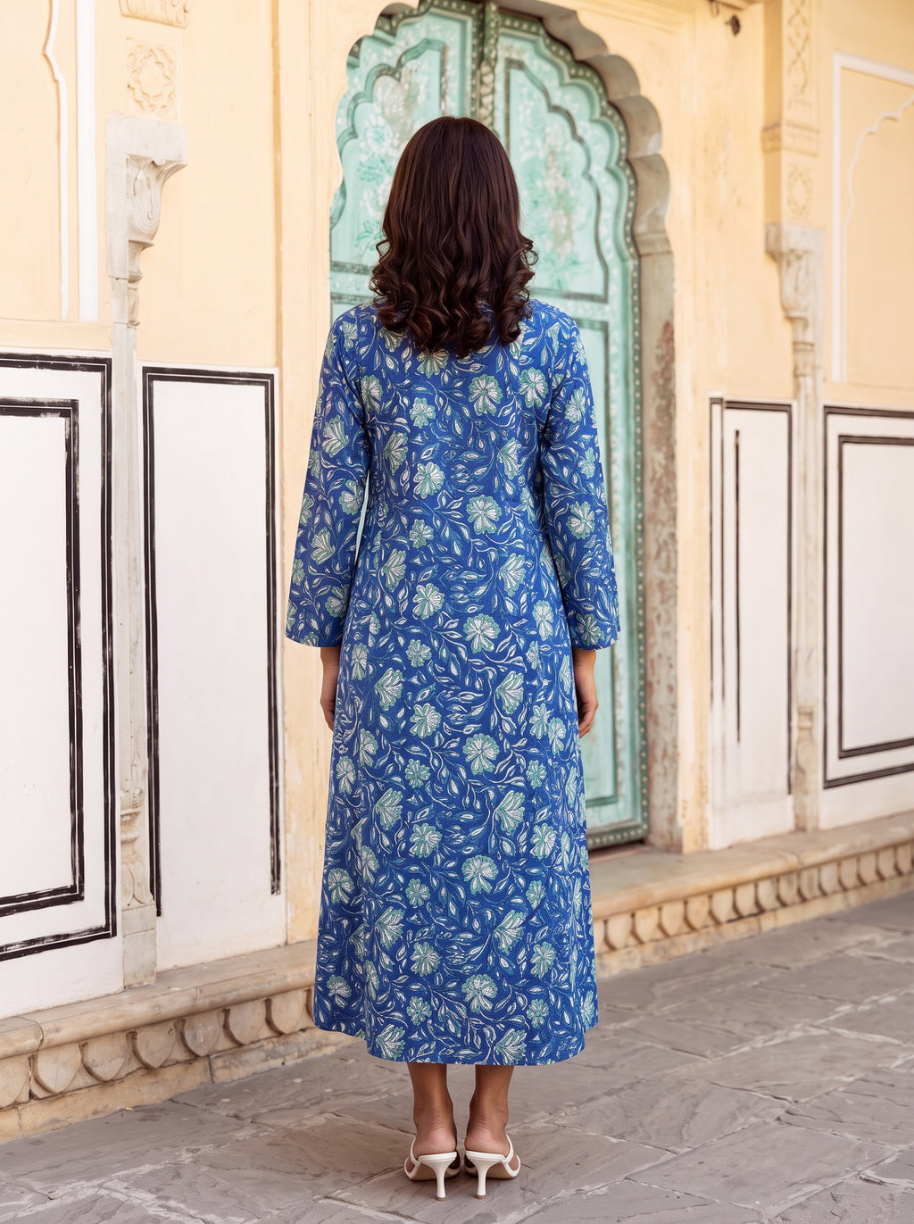 Blue Meadow Flare Midi Dress