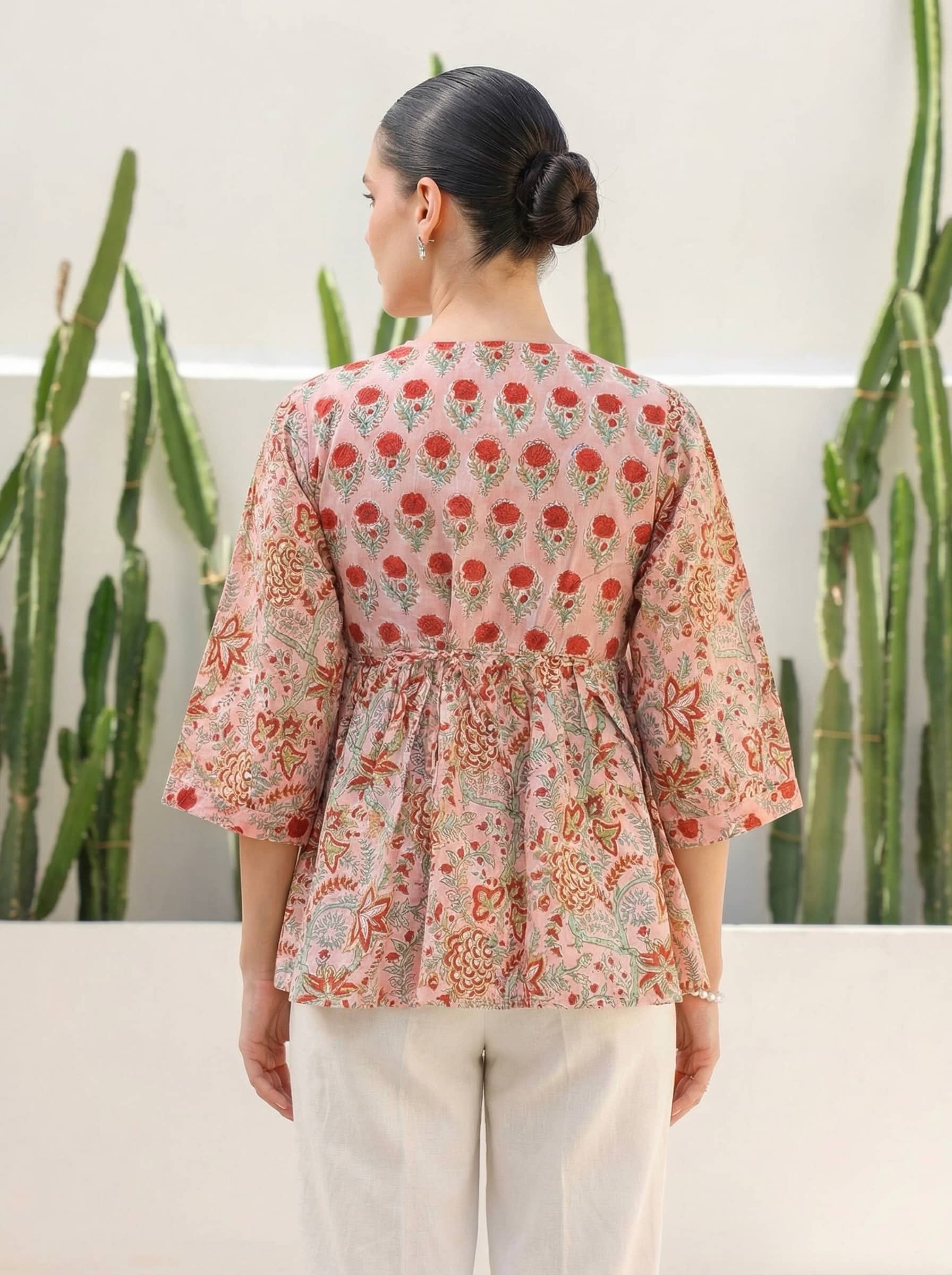 Blush Pink Floral Peplum Top