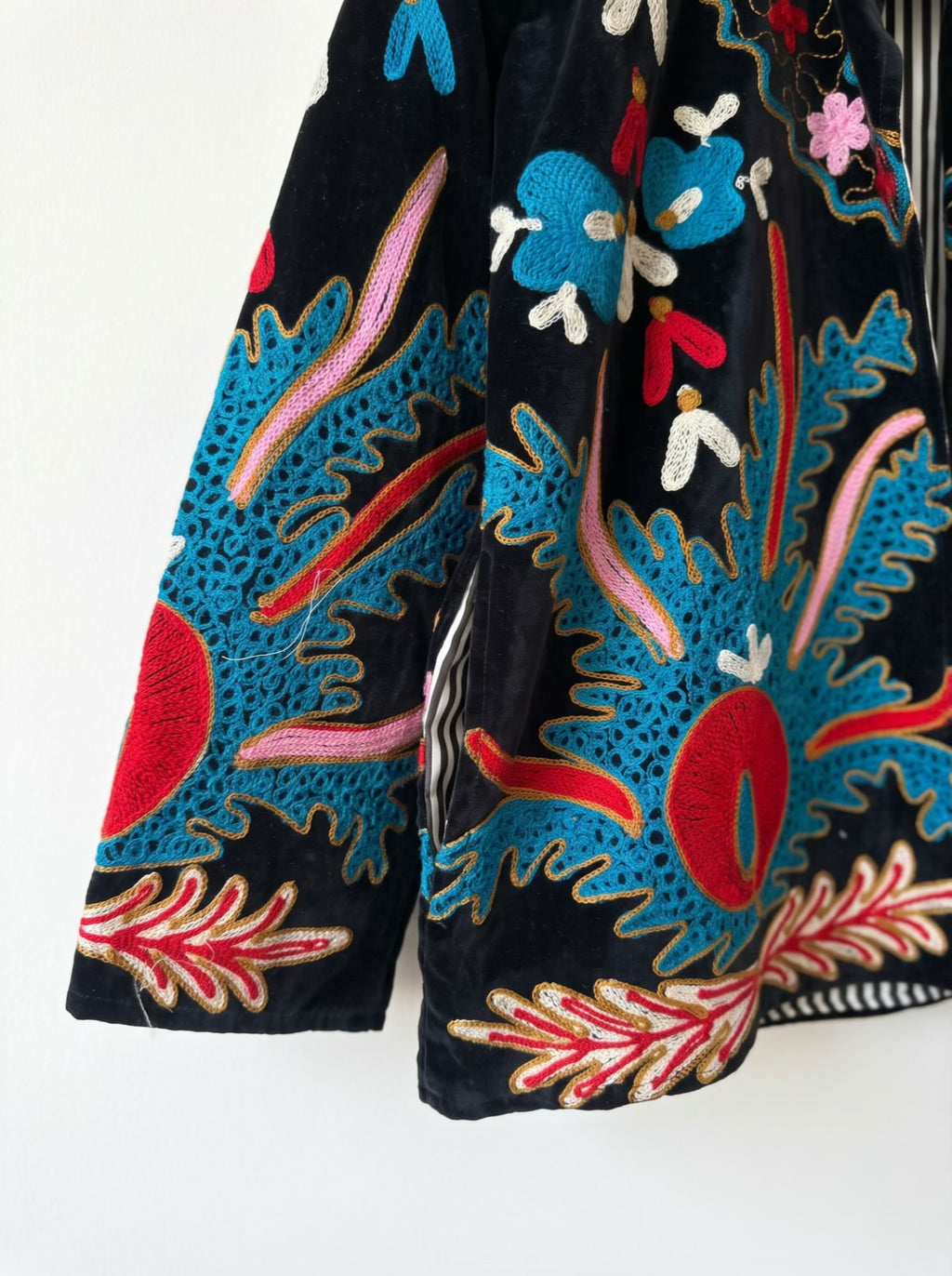 Botanical Bloom Embroidered Velvet Jacket