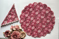 Dusty Rose Floral Quilted Placemats & Napkin Set of 6