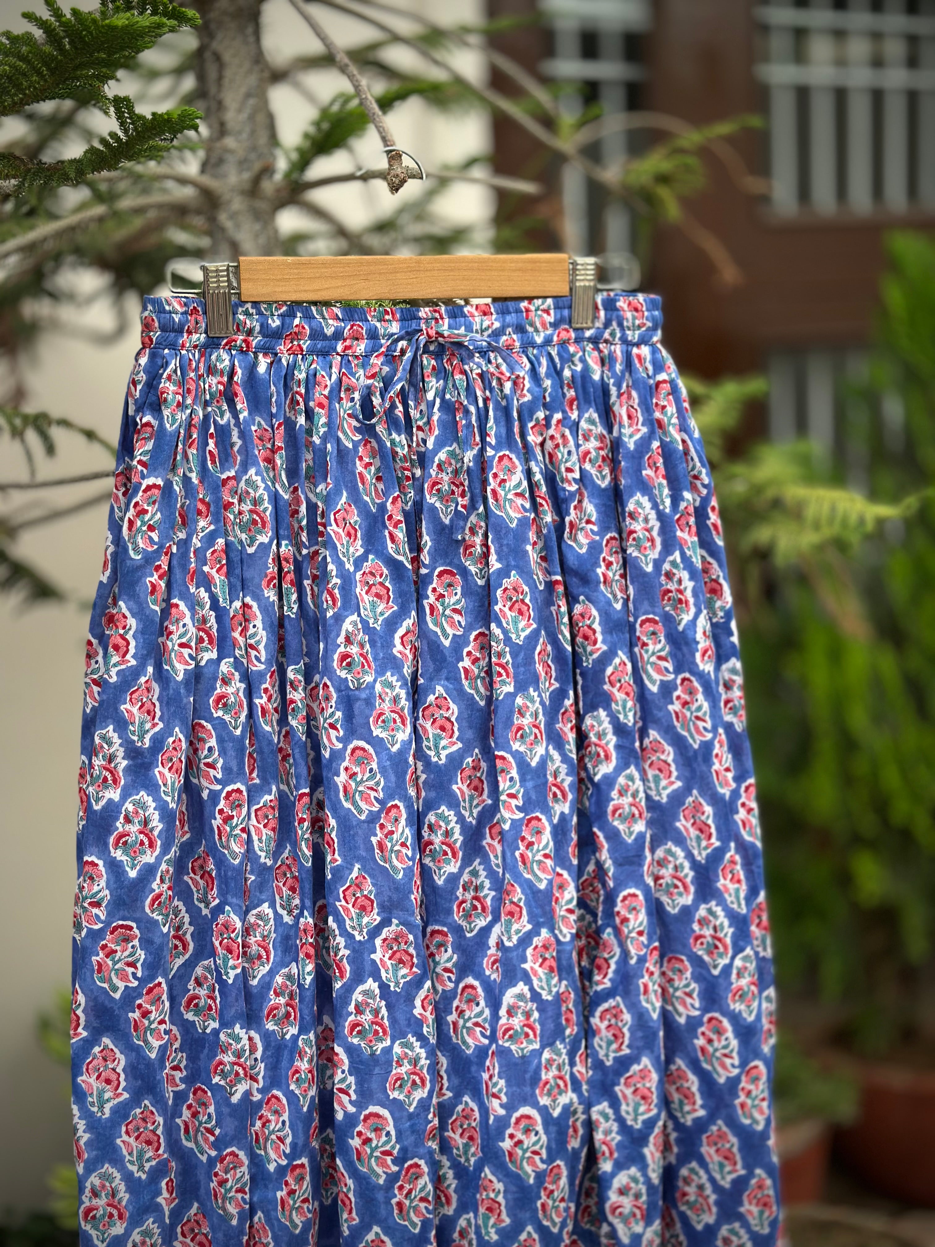 Blue Buti Cotton Maxi Skirt