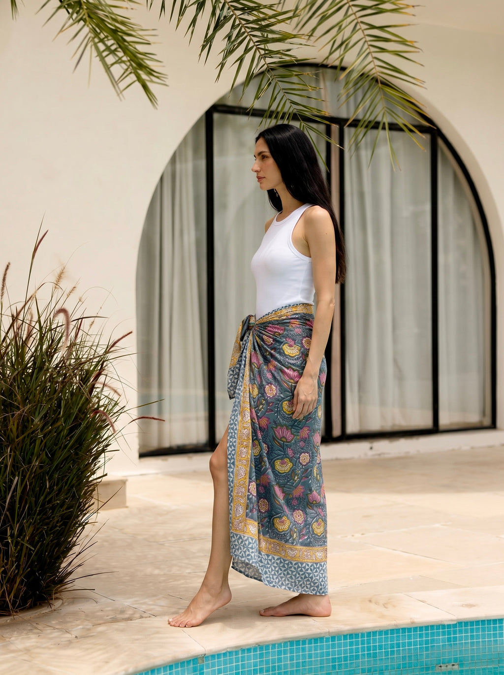 Midnight Lotus Cotton Sarong