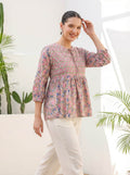 Dusty Rose Floral Peplum Top