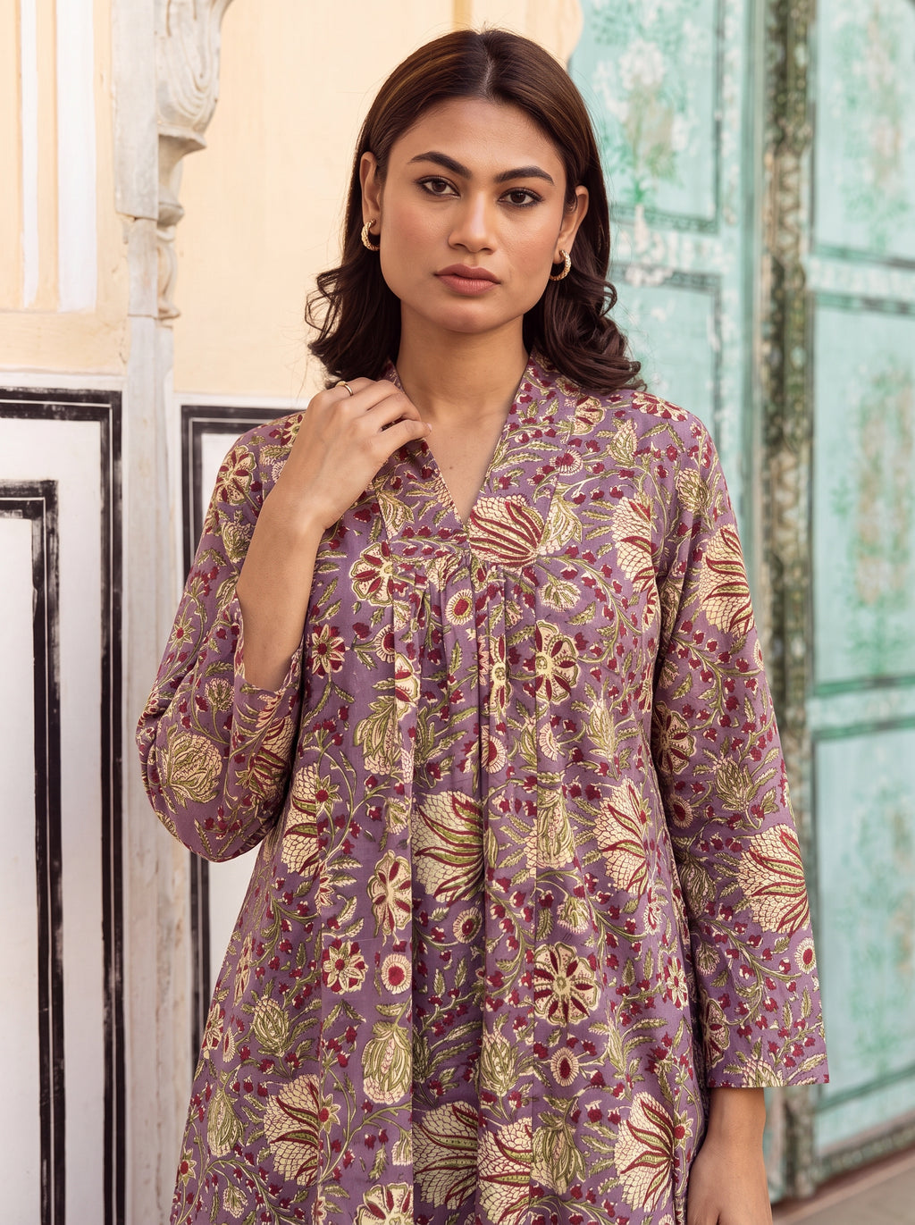 Plum Floral Flare Midi Dress