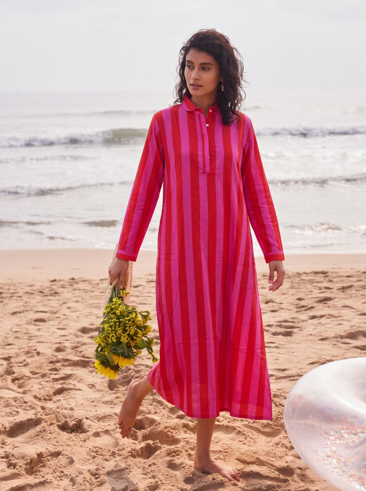 Candy Stripe Cotton Shirt Dress