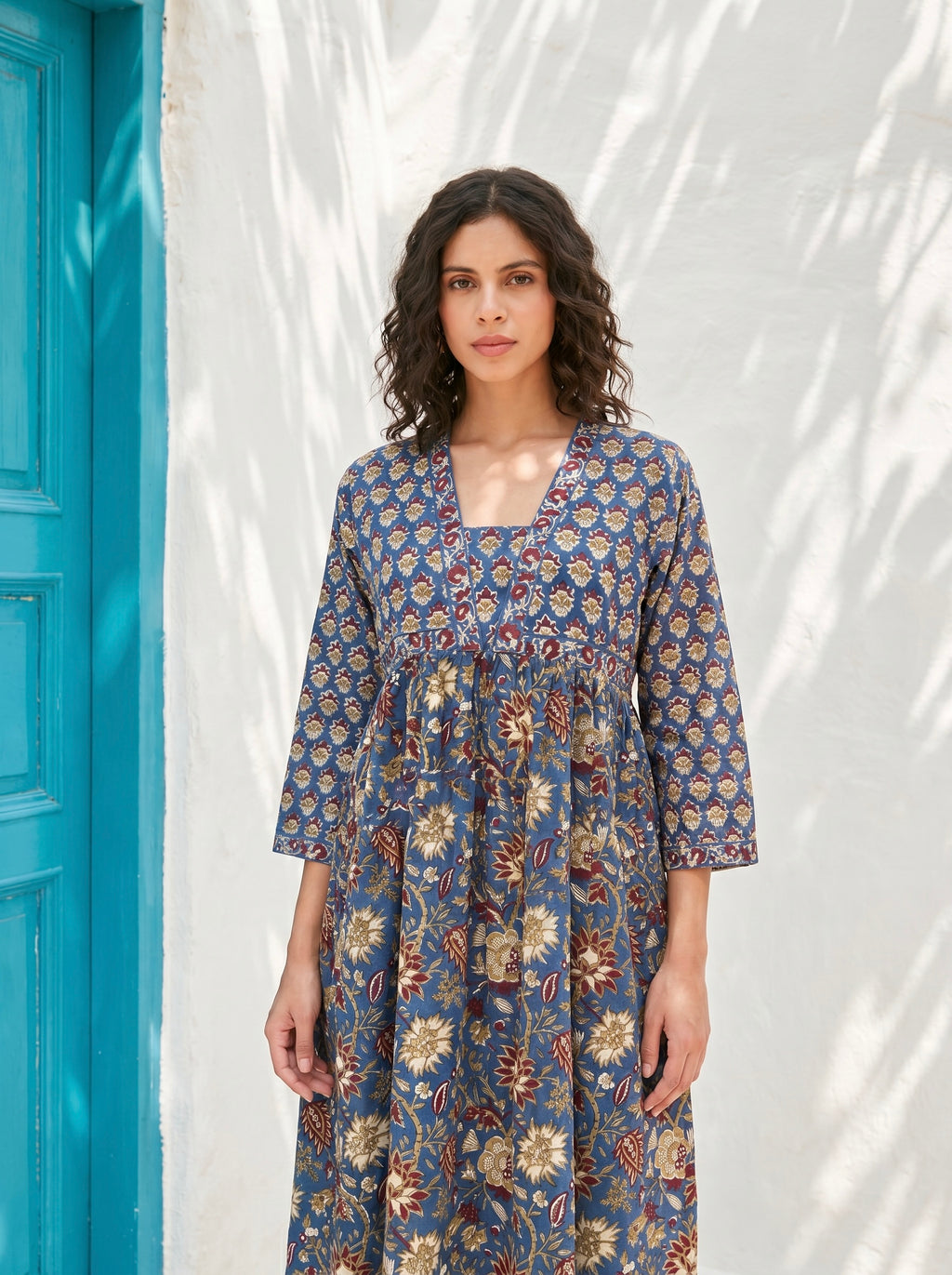 Midnight Meadow Cotton Maxi Dress