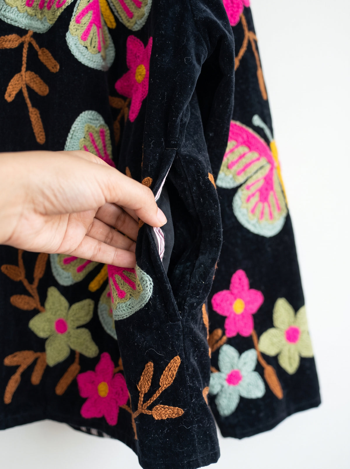 Black Velvet Butterfly Embroidered Jacket