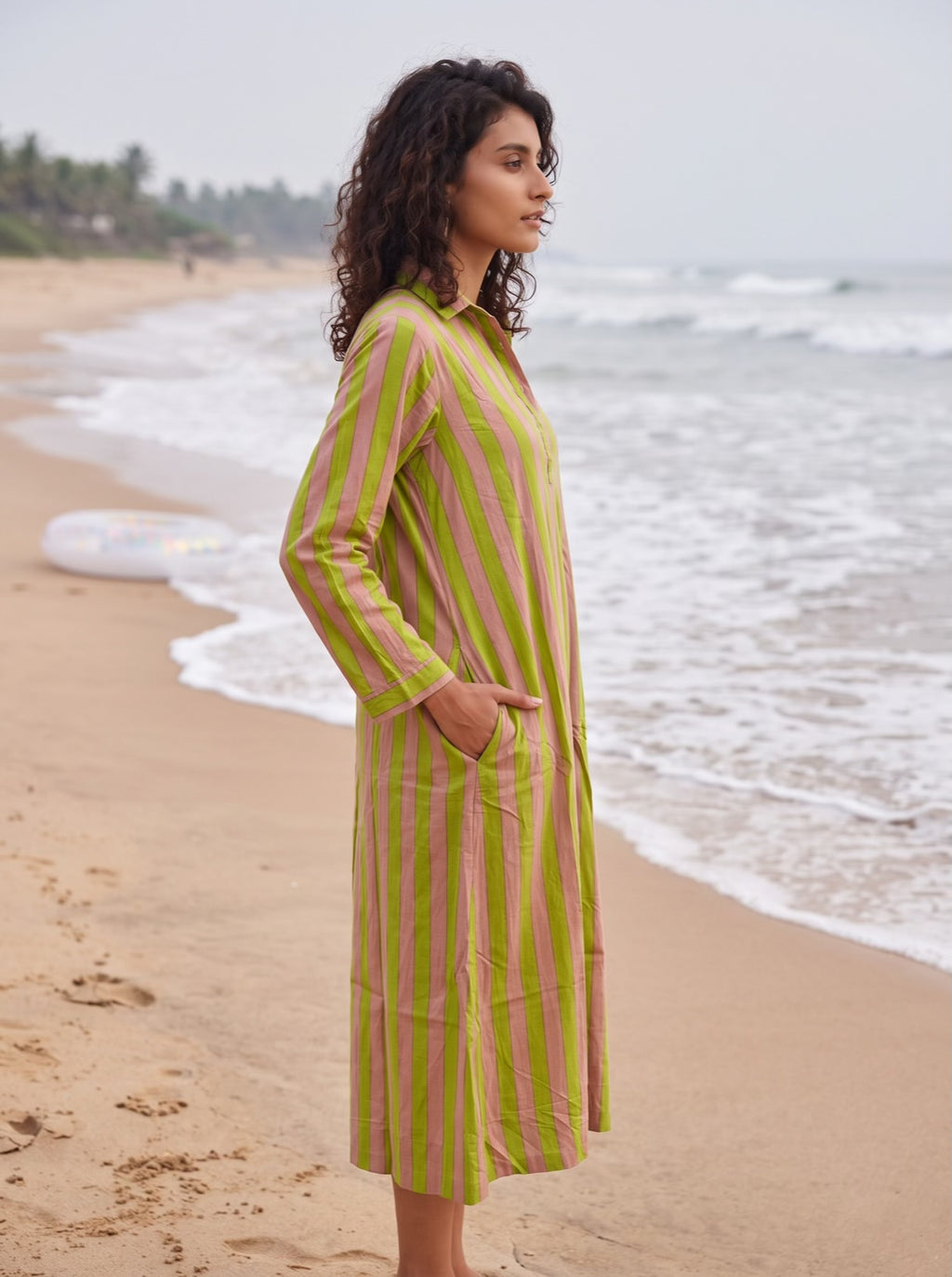Lime Blush Stripe Shirt Dress
