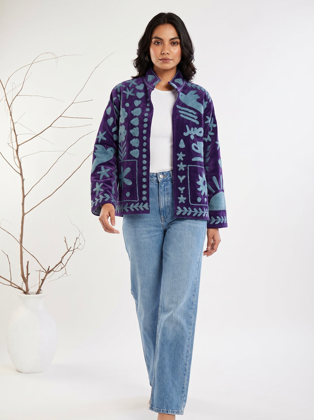 Purple Statement Embroidered Jacket