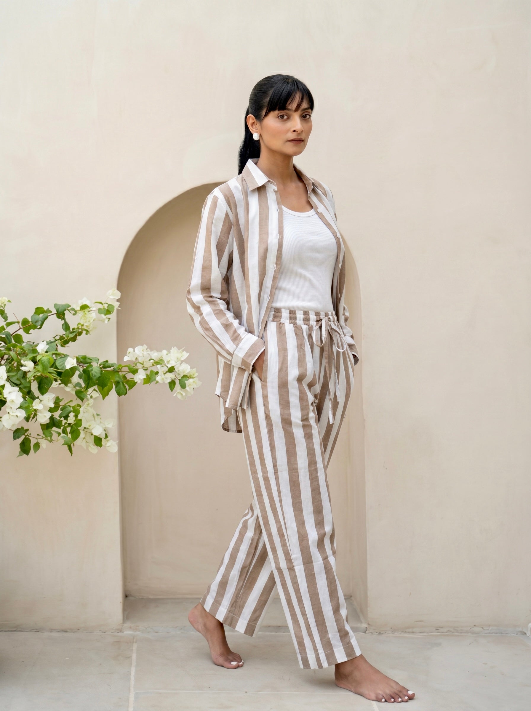 Sand Beige Stripe Co-Ord Set