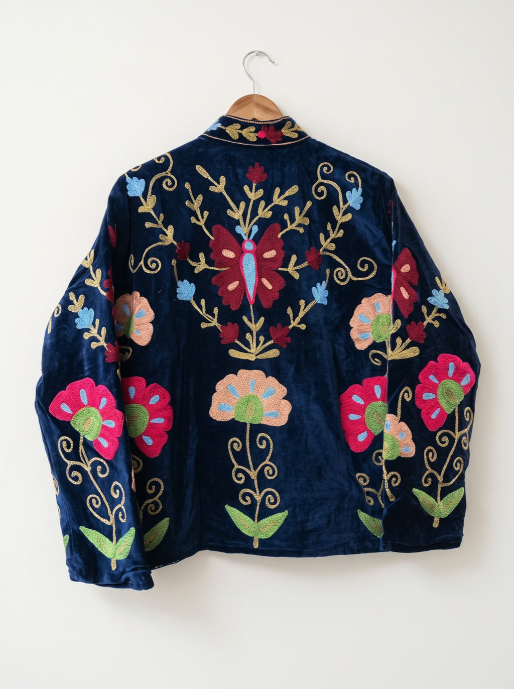 Midnight Garden Butterfly Suzani Velvet Jacket