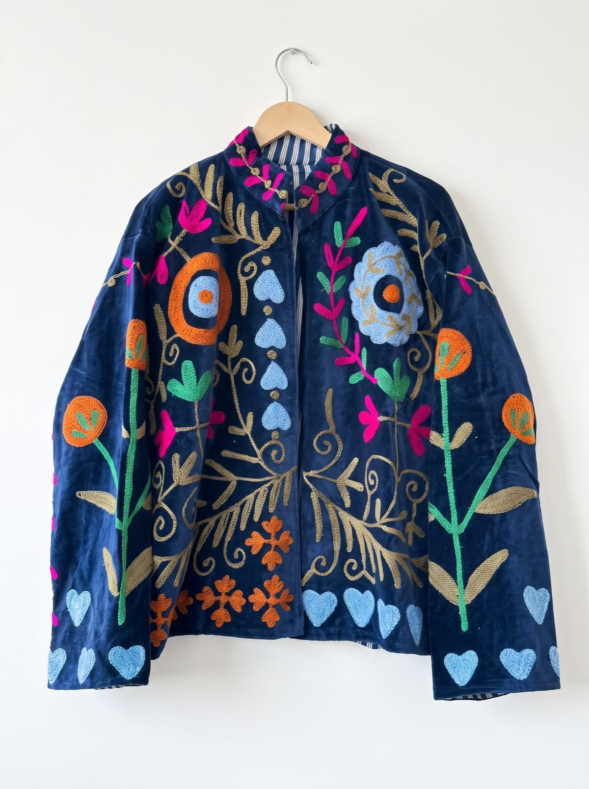 Indigo Garden Hearts Velvet Jacket