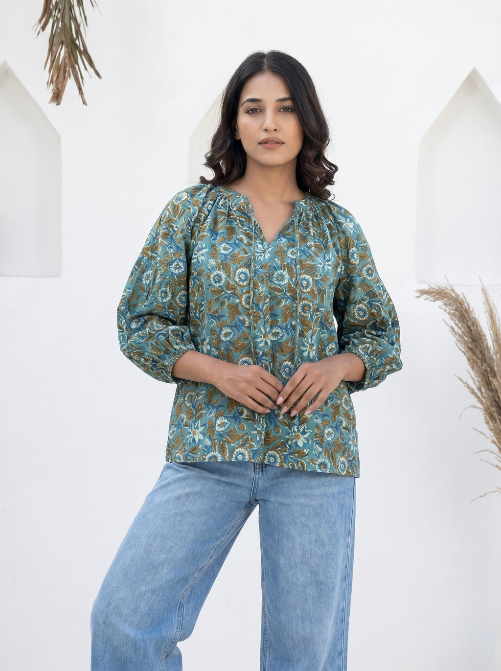 Jaipur Floral Block Print Cotton Top