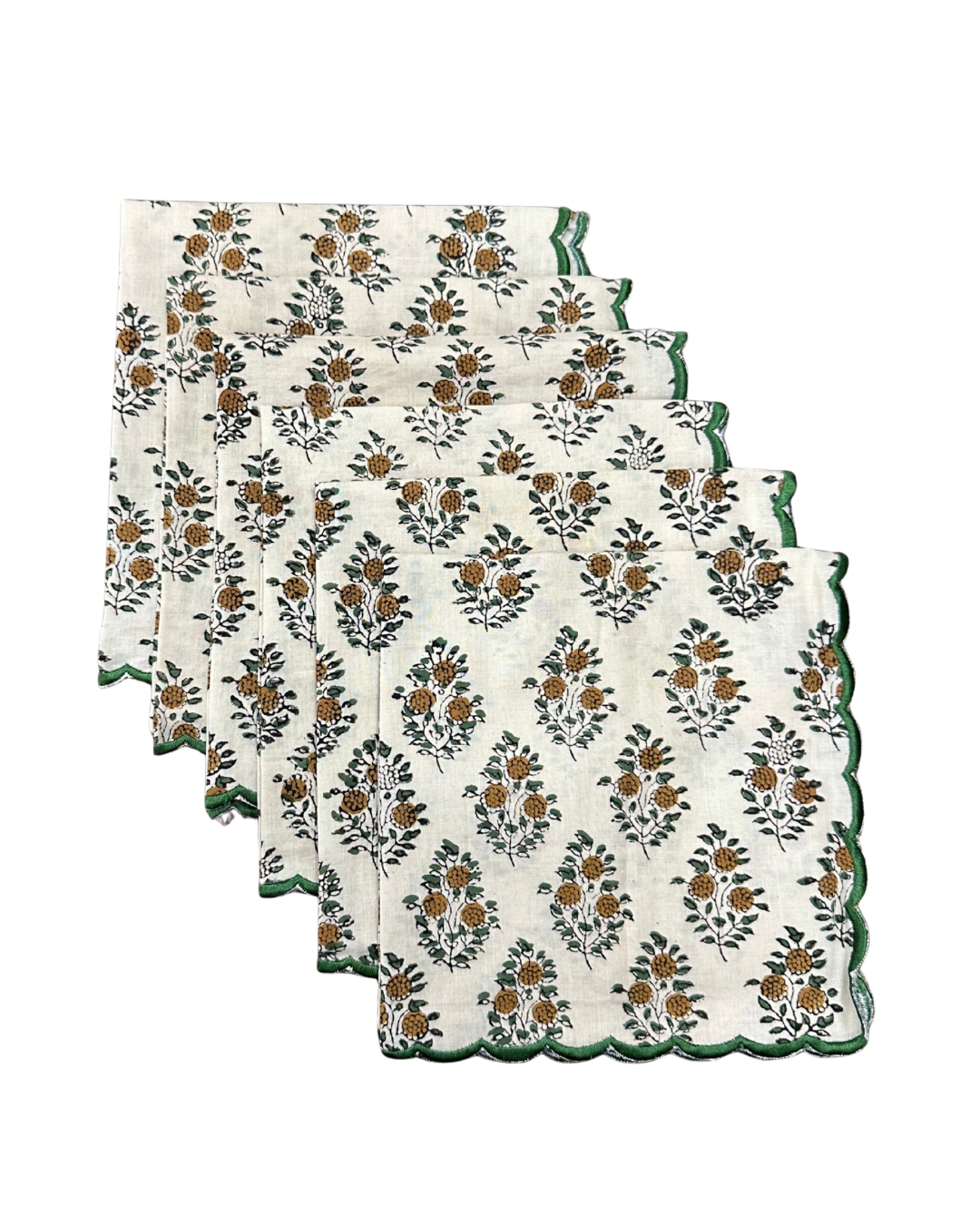 Handcrafted Floral Block Print Cotton Table Napkins
