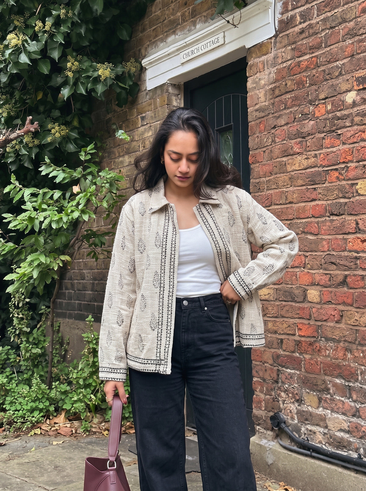 Ivory Botanical Block Print TNT Jacket