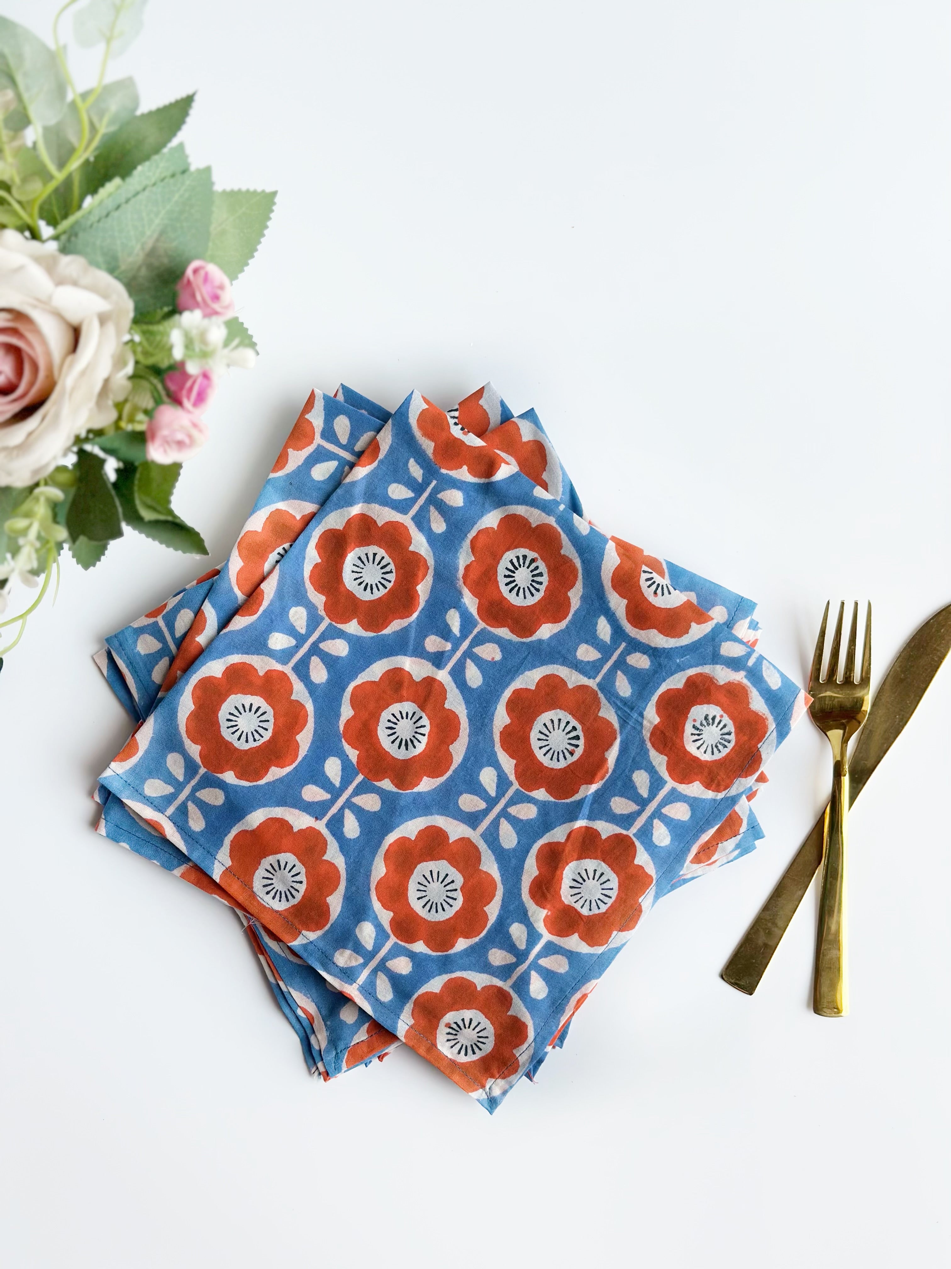 Retro Bloom Cotton Napkin Set (Set of 6)