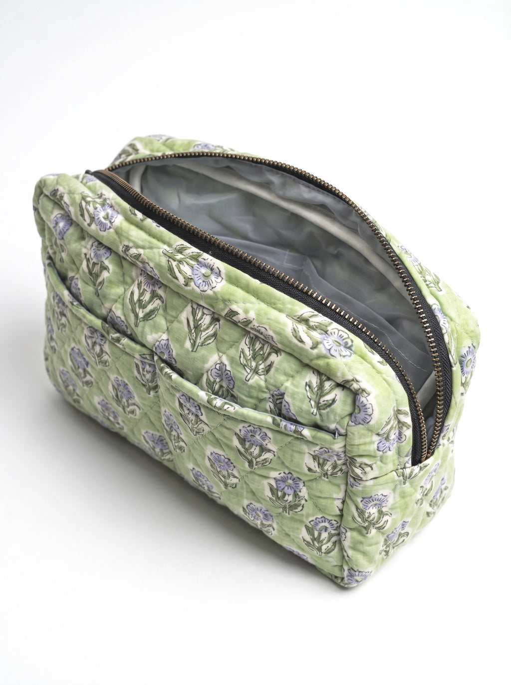 Sage Bloom Quilted Cosmetic Bag